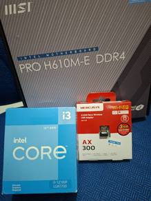 i3 12100f mobo msi fullset free usb wifi new