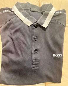 Hugo Boss Golf shirt black with grey collar