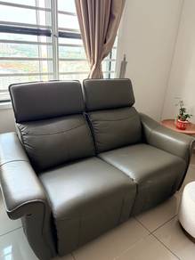 Two +one leather recliner sofa