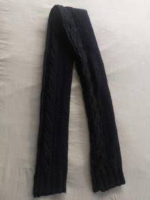 Zara Man Woven Neck Scarf Knitted Dark Blue Black
