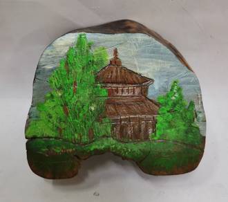 Vintage Carved Wood Handpainted