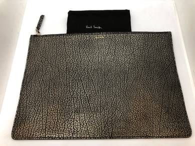 Paul Smith metallic bronze leather document pouch