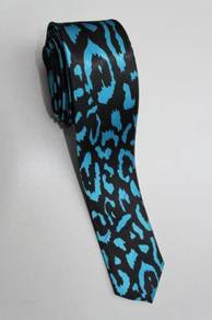 SLIM Leopard Spots Blue Black Top Quality Neck Tie