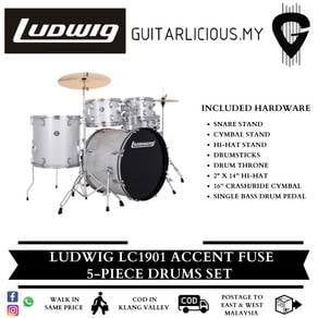 Ludwig LC1901 Accent Fuse 5-Piece DrumsSet-Silver