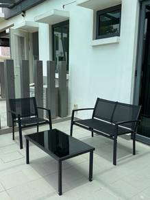 Outdoor Patio Set Black Metal