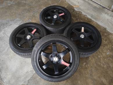 Sport rim second 17 TE37 siap tayar stream exora