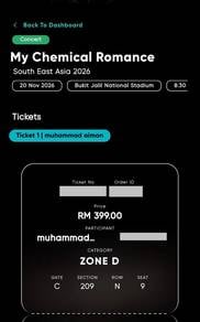 My Chemical Romance 2 Tickets Day 2