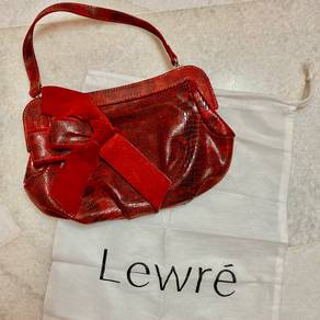 Lewre Elegant Genuine Leather Ribbon Bow Handbag