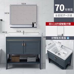 70cm BLUE Toilet Cabinet with Mounted Mirror
