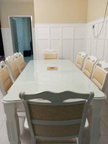 Dining Tables with 8 Chairs Set + Glass Top