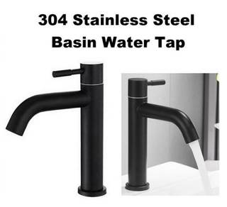 Black 304 Stainless Steel Basin Water Tap 18cm