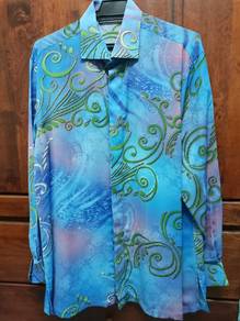 D'Mashyur Blue & Green Swirl Long Sleeve Shirt