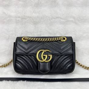 Authentic Gucci Black Marmont Mini GG Logo