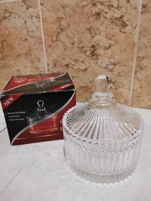 New Crystal Clear Glass Candy Jar with Lid
