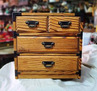 Vintage Japanese Wooden Small Tansu Chest Drawer
