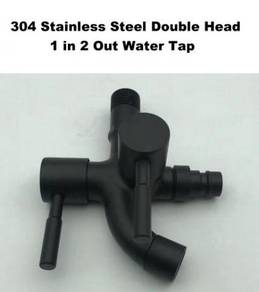 Black 304 Stainless Steel 2 Way Water Tap Faucet