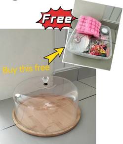 Cake Dome with Bamboo Base / Food Serving Tray