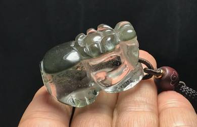 Natural Green Phantom Pixiu With String Cord