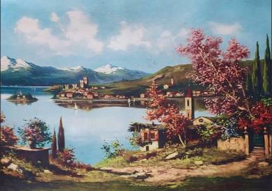 Vintage print of Lake Garda, Italy