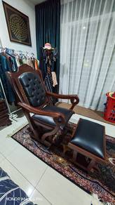 Pakistani Rosewood Carved Rocking Chair with Match