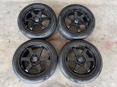 Rim te37 gloss black 16 inch alza myvi vios yaris