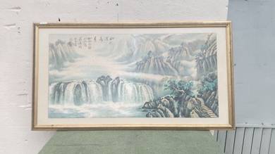 YE03N Lukisan 161 x 88 cm Waterfall Scene Painting