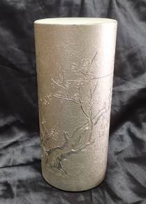 VTG Old Japanese Tea Caddy Tin Choking Flowers wit