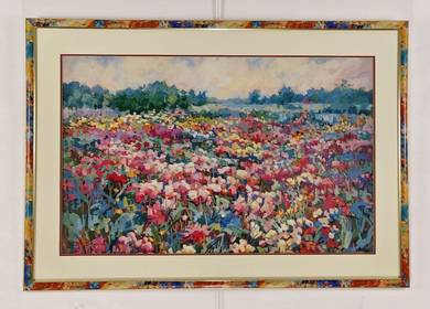 Floral Field Panorama – Lithograph Open Print