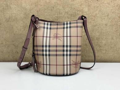 Burberry Small Lorne Haymarket Check Bucket Bag