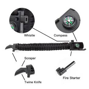 Paracord Compass Fire Whistle Cutter