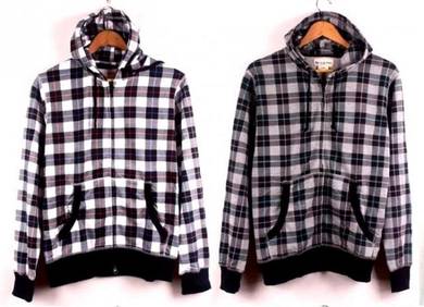 [25.11] PLAID HOODIE 2-WAY ZiPPER SWEATER JACKET
