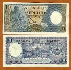 Indonesia 10 rupiah Banknote 1963 UBA
