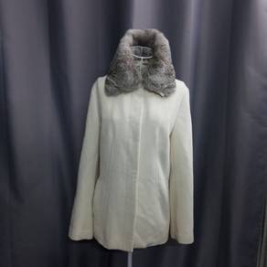 Reflect Raccoon Fur Collar Cashmere Ivory Coat