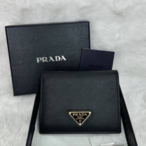 Prada Black Small Saffiano Leather Wallet