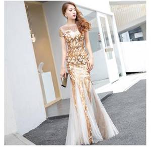 Sequin gold prom wedding dress gown RBP0845