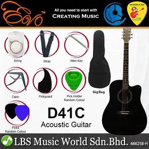 Evo D41C BK Cutaway Body 41 Inch Acoustic Guitar W