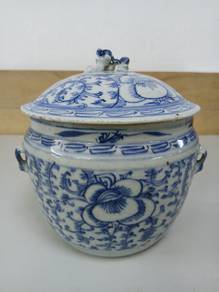 Blue & White Floral Kam Cheng Porcelain Covered Ja