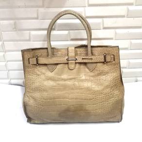 Furla Crocodile Like Leather Plain Tote Bag Medium