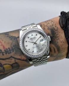 Custom Seiko Mod 39mm Silver Double Diamond DJ