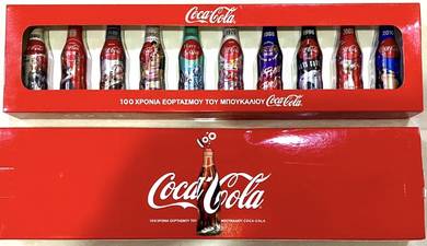 Coca Cola 100th Mini aluminium 10 bottle box set