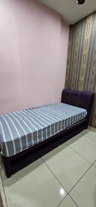 katil single 2 tingkat dgn tilam spring tebal