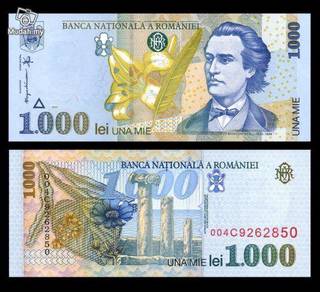 Romania p-106 1000 lei unc 1998