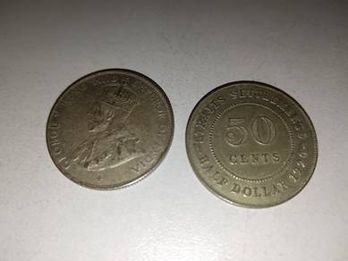 Straits Settlement 50 cents antique coin, minted i