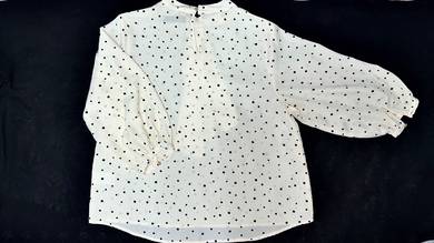 Elegant Polka Dot Ruffle Blouse(Bundle)