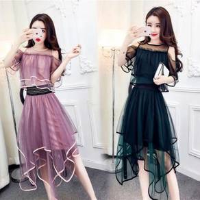 Green grey black pink bridesmaid dinner prom dress