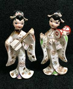 Vintage Porcelain Geisha Figurines (Pair)
