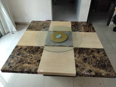 Meja Makan Full Solid Marble Dining Table