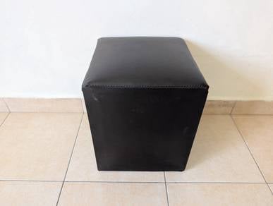 Black Square Ottoman Footrest Stool