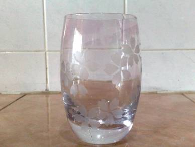 Cawan crystal frosted floral glass cup