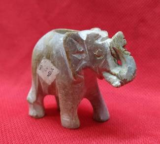 Hand Carved Stone Elephant Figurine Light Green St